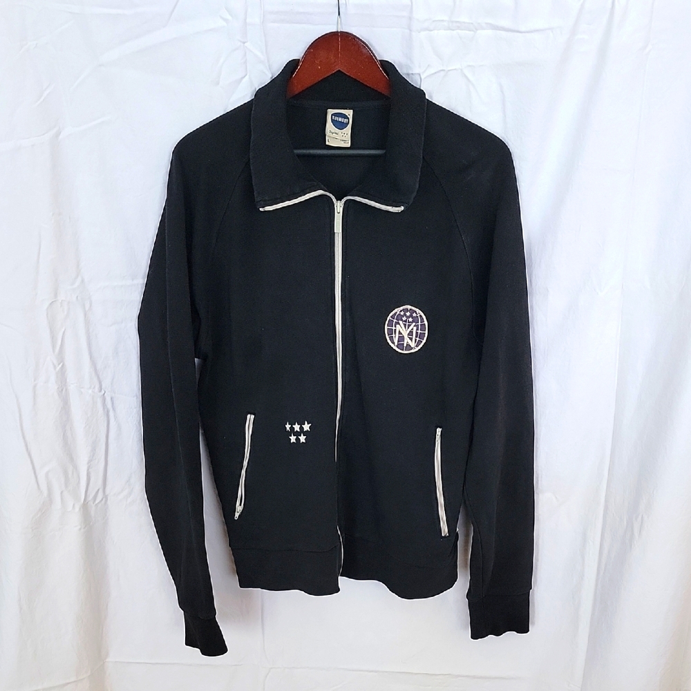Black Zip-Up Jacket with White Accents